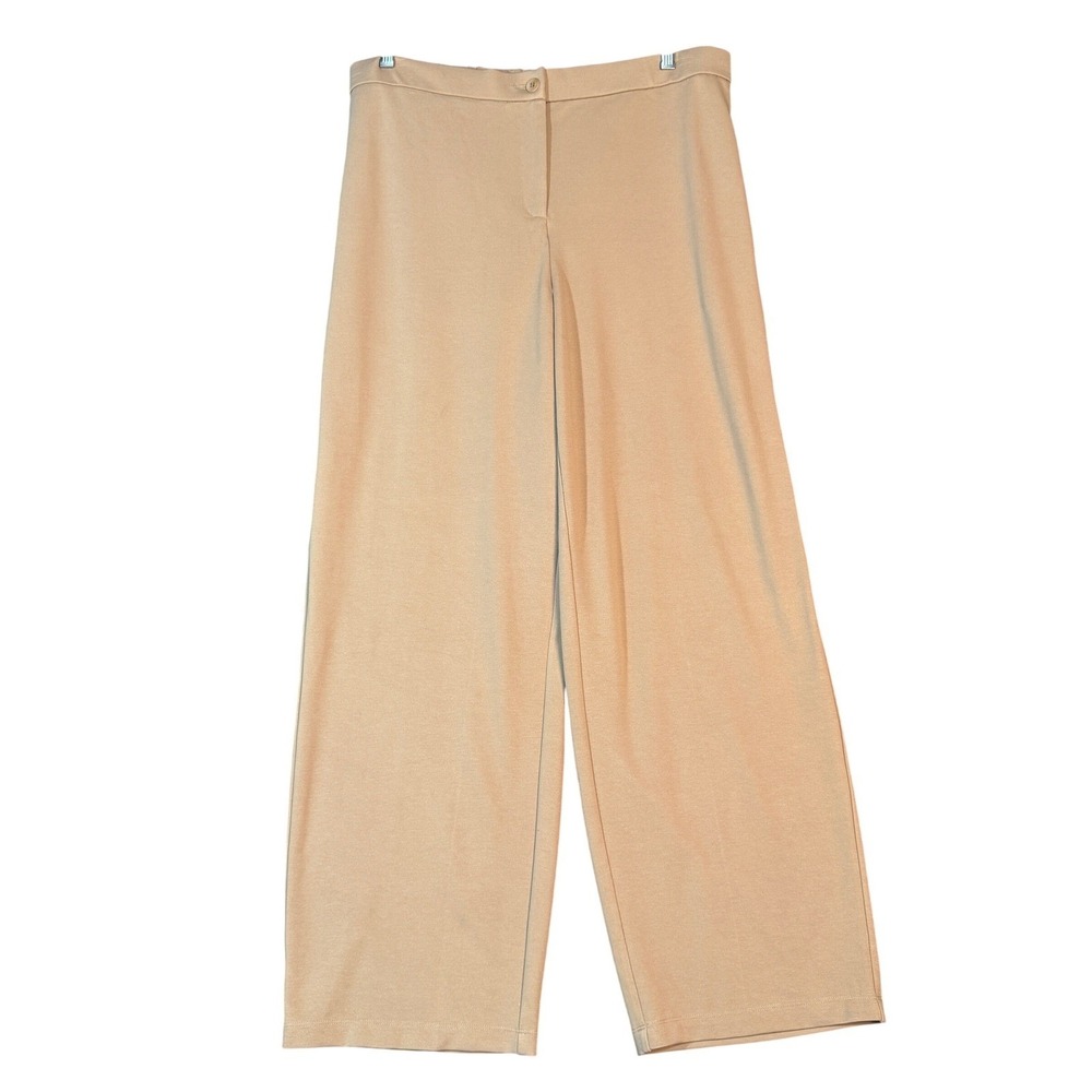 Eileen Fisher Tan Wide Leg Ponte Jersey Trousers Pants XL Elastic‎ Back USA Made - Picture 2 of 7